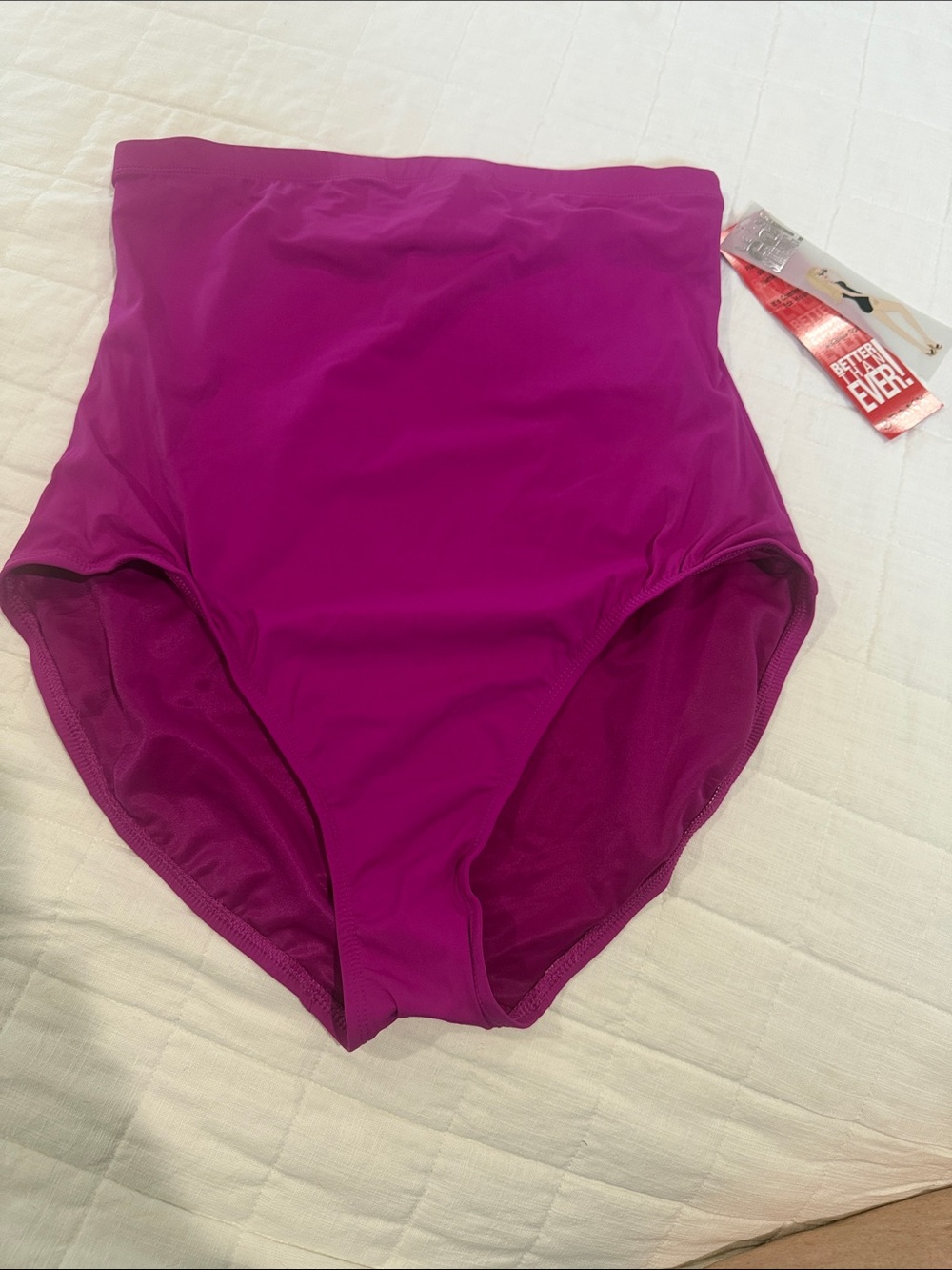 SPANX High-Waist Swim Bottoms in Bright Fuchsia